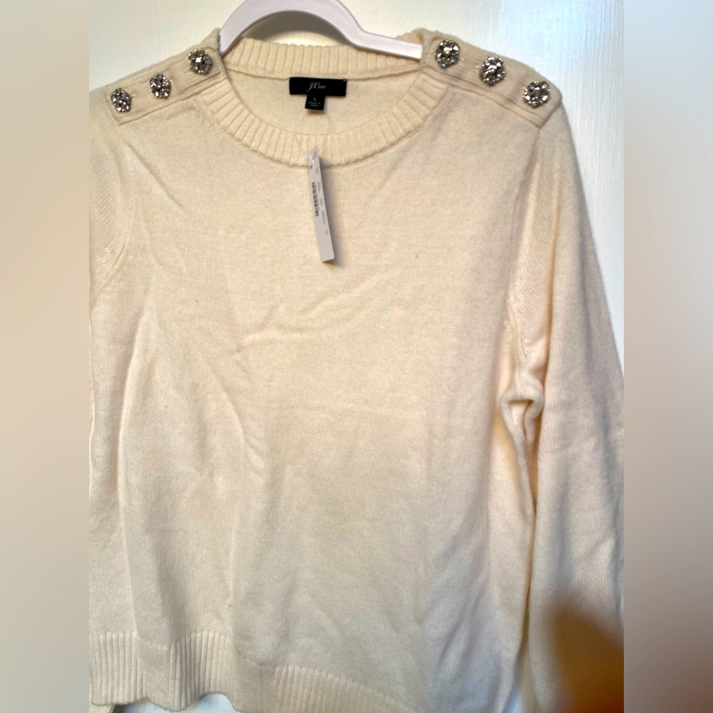 NWT JCrew crewneck sweater with jewel detail